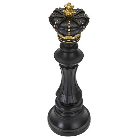 Scultura Re Degli Scacchi Grande In Resina Nera E Oro - Foto 2