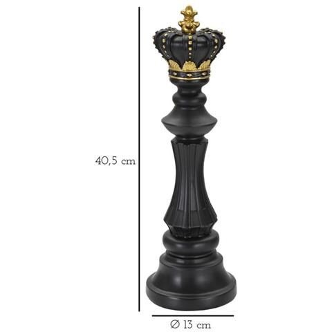 Scultura Re Degli Scacchi Grande In Resina Nera E Oro - Foto 6