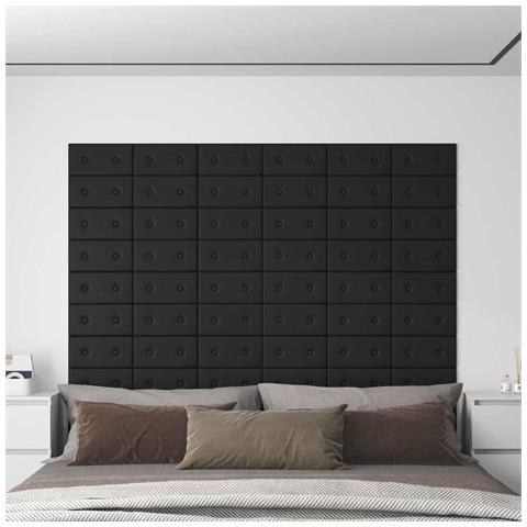 Testiera da Parete 12 pcs Nero 30 x 15 cm Pelle Sintetica - Foto 2