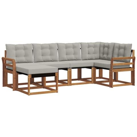 Set di divani da esterno 6 pcs Grigio Naturale e Chiaro - Foto 1