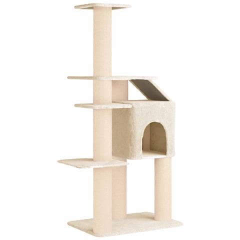 Albero per gatti con pali per graffiare in sisal Crema 183 cm - Foto 1