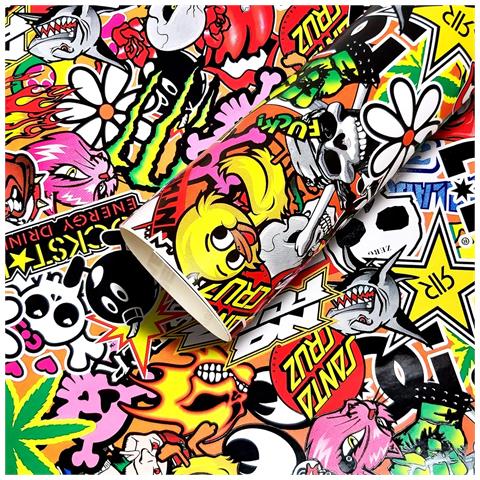 Foglio Pellicola Adesiva per Wrapping Sticker Bomb Mini, 50 x 70 cm - Foto 1