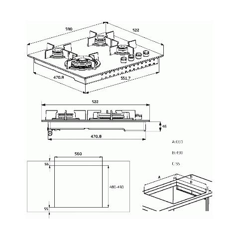 Piano Cottura HIAL 75225 SX a Gas 5 Fuochi Gas Colore Acciaio Inox - Foto 2