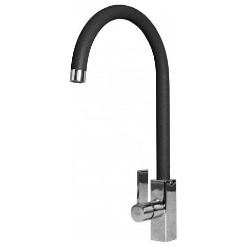 Miscelatore Monocomando con canna girevole Rain 21x40 cm Keratek Plus Black Nero Assoluto 86 - Foto 2