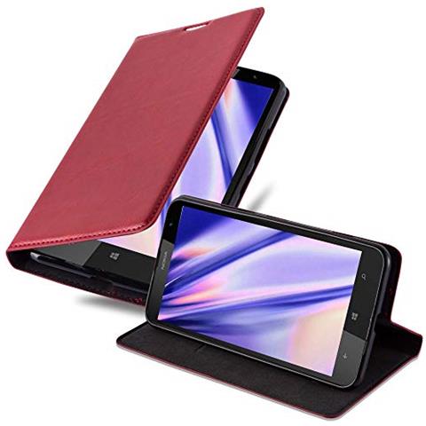 Custodia Compatibile Con Nokia Lumia 1520 In Rosso Mela - Coperchio Protettiva Con Chiusura Magnetica, Funzione Stand E Tasca Per Le Carte - Foto 1