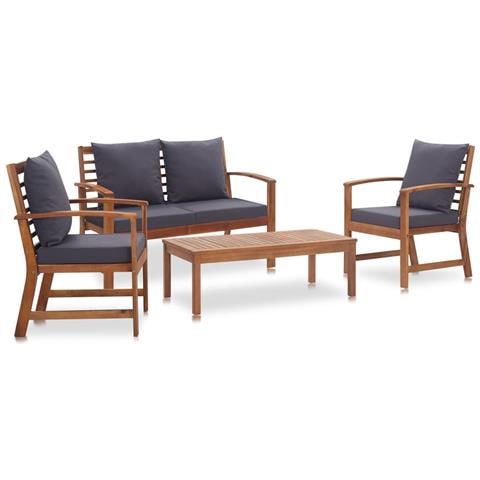 Set Divani Da Giardino 4 Pz Con Cuscini In Massello Di Acacia - Foto 1