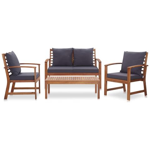 Set Divani Da Giardino 4 Pz Con Cuscini In Massello Di Acacia - Foto 10