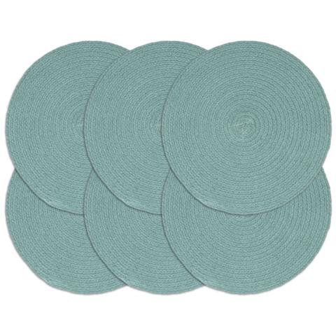 Tovagliette 6 Pz Verde Neutro 38 Cm Rotonde In Cotone - Foto 1