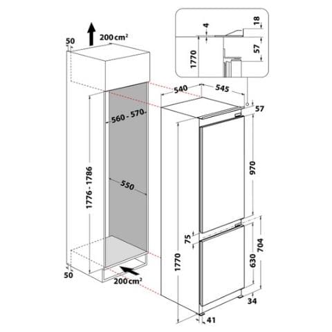 Frigorifero Combinato da Incasso WHC18 T122 Capacità 250 Litri Classe E Total NoFrost - Foto 11