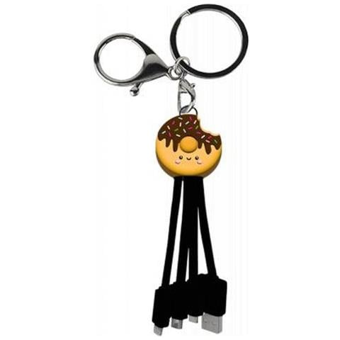 Cavo Andy Usb A/micro Usb E Usb C 3 In 1 Da 0,15 M Donuts, Nero / Giallo - Foto 1