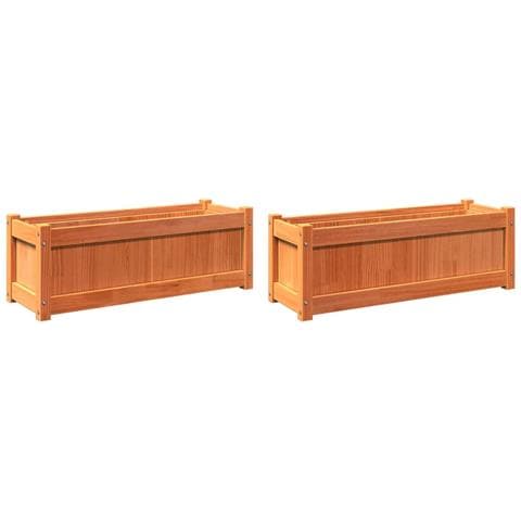 Fioriere Da Giardino 2pz Marrone Cera Legno Massello Di Pino - Foto 1