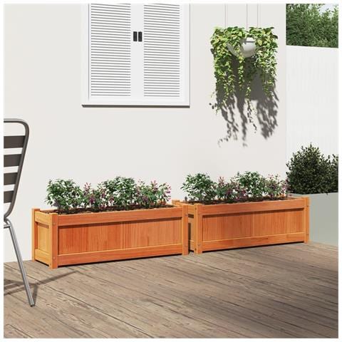 Fioriere Da Giardino 2pz Marrone Cera Legno Massello Di Pino - Foto 2