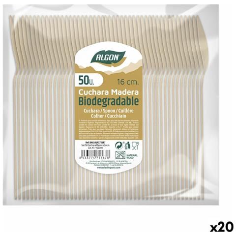 Set Di Cucchiai Algon Legno 20 Unità 16 X 3 X 1 Cm - Foto 1