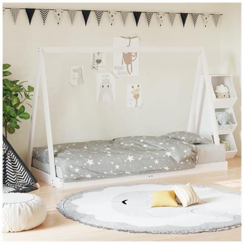 Giroletto per Bambini Bianco 90x200cm in Legno Massello di Pino - Foto 1