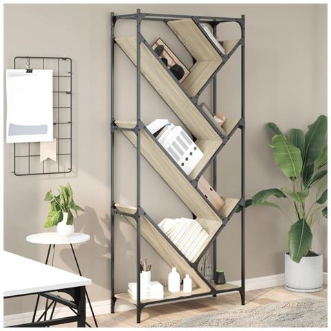 Libreria Rovere Sonoma 79x30x180cm Legno Multistrato E Metallo - Foto 1