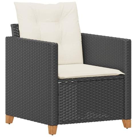 Poltrona Da Giardino Con Cuscini In Polyrattan Nero - Foto 2