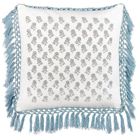 Cuscino Decorativo Pallida Cotone 45 X 45 Cm Floreale Stampa A Blocchi Blu - Foto 6