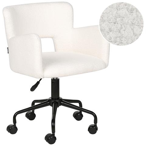 Sedia Da Scrivania Sanilac Bouclé Bianco Sporco - Foto 2