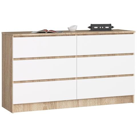 Cassettiera K140, 6 cassetti, 138x40x77 cm, Colore Sonoma Quercia e Bianco - Foto 1