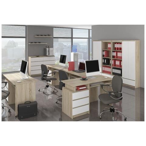 Cassettiera K140, 6 cassetti, 138x40x77 cm, Colore Sonoma Quercia e Bianco - Foto 8