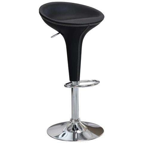 Sgabello Girevole Da Interno Con Base In Acciaio E Seduta In Ecopelle Jake - Black - Foto 1