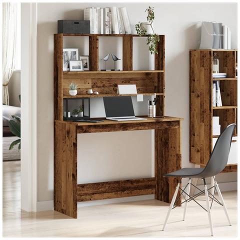 Scrivania Mensole Legno Antico 102x45x148 Cm Legno Multistrato - Foto 2