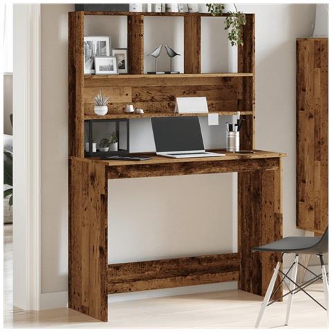 Scrivania Mensole Legno Antico 102x45x148 Cm Legno Multistrato - Foto 3