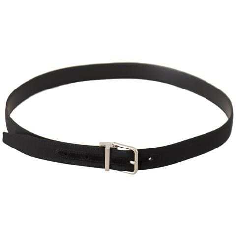 Cintura Da Uomo Fibbia Metallo Tono Argento Tela Nera - 95 Cm / 38... - Foto 2