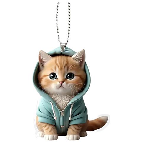 Portachiavi In Acrilico A Forma Di Gatto, Simpatico Ciondolo A Forma Di Gatto Per La Decorazione Dell'auto Yellow - Foto 1