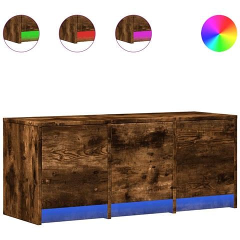 Mobile Porta TV con LED Rovere Fumo 97x34x40 cm in Truciolato - Foto 1