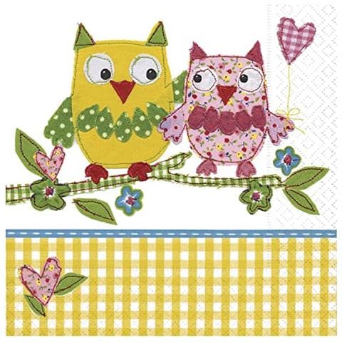 Confezione Di Tovaglioli Per Decoupage Da 20pz 33x33cm - Fantasia Gufetti - Foto 1