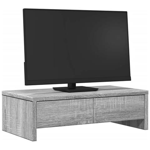 Supporto Monitor Con Cassetti Grigio 50x27x15 Cm In Truciolato - Foto 3