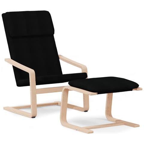 Poltrona Relax Con Poggiapiedi Nera In Tessuto - Foto 2