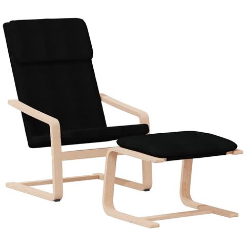 Poltrona Relax Con Poggiapiedi Nera In Tessuto - Foto 3