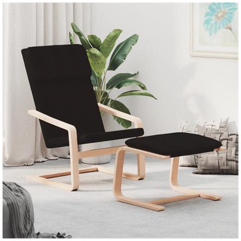 Poltrona Relax Con Poggiapiedi Nera In Tessuto - Foto 1