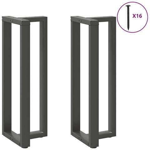 Gambe Tavolo Bar A T 2 Pz Antracite 50x35x(110-111) Cm Acciaio - Foto 3