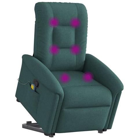 Poltrona Alzapersona Massaggiante Verde Scuro In Tessuto - Foto 2