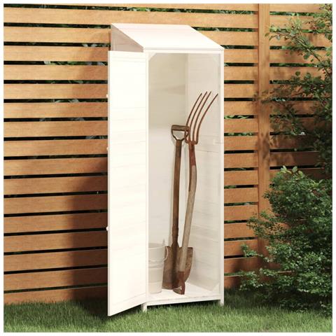 Capanno Da Giardino Bianco 55x52x174,5 Cm Legno Massello Abete - Foto 2