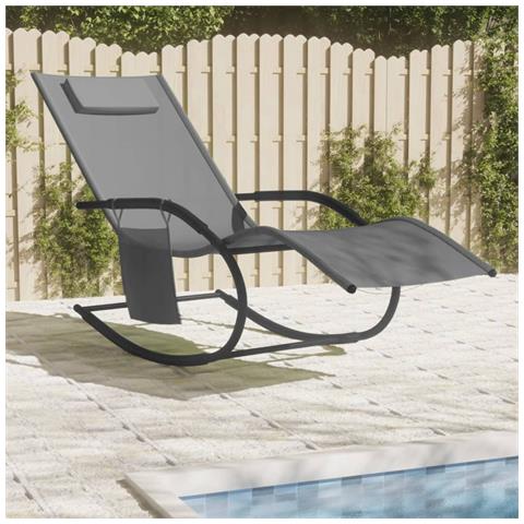 Lusso Casadino - Lettino Prendisole A Dondolo In Acciaio E Textilene Grigio - Foto 6