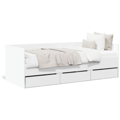 Divano Letto Con Cassetti Senza Materasso Bianco 90x190 Cm - Foto 1