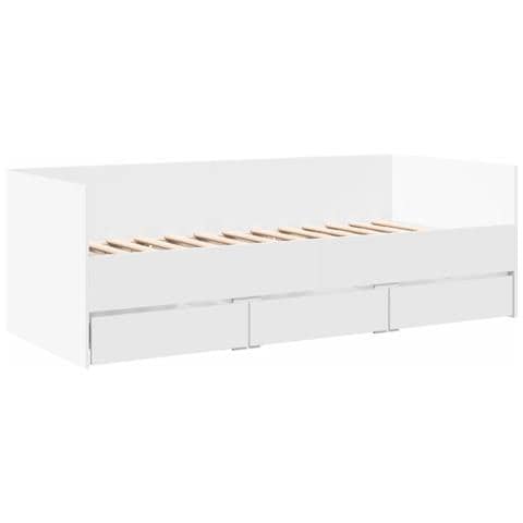Divano Letto Con Cassetti Senza Materasso Bianco 90x190 Cm - Foto 2