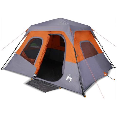 Tenda Campeggio 6 Persone Grigio e Arancione Impermeabile - Foto 1