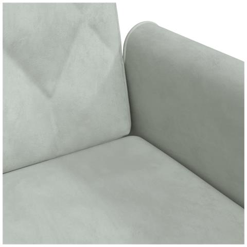 Divano Letto 2Posti Cuscini e Poggiapiedi Grigio Chiaro Velluto - Foto 9