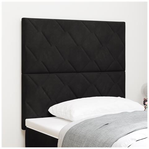 Testiera Design a Blocchi di Diamante Nera 100 cm Velluto,  Testiera Design a Blocchi di Diamante Nera 200 cm Velluto - Foto 2
