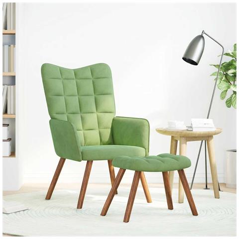 Poltrona Relax con Poggiapiedi Verde Chiaro in Velluto - Foto 2