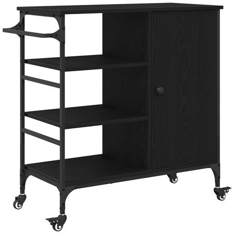 Trolley cucina Rovere Nero 87,5x38,5x84,5 cm Legno ingegnerizzato - Foto 1