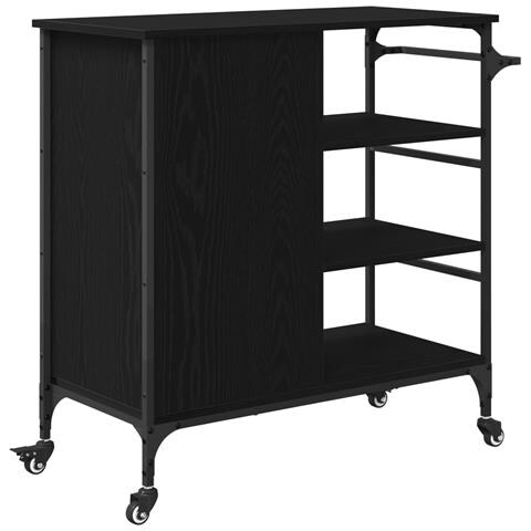Trolley cucina Rovere Nero 87,5x38,5x84,5 cm Legno ingegnerizzato - Foto 9
