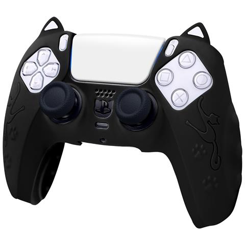 Custodia Protettiva In Silicone Per Controller Ps5 - Design Gatto Bianco, Antigraffio E Antiurto Black - Foto 1