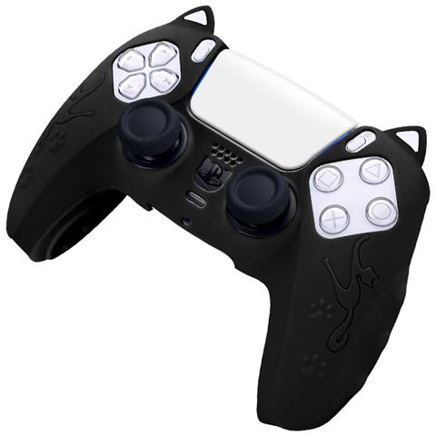 Custodia Protettiva In Silicone Per Controller Ps5 - Design Gatto Bianco, Antigraffio E Antiurto Black - Foto 2