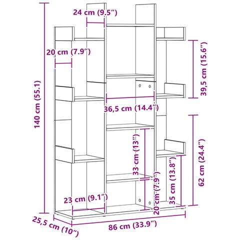 Mobile per Libri  Nero Rovere 86x25,5x140 cm in Legno Ingegnerizzato - Foto 9